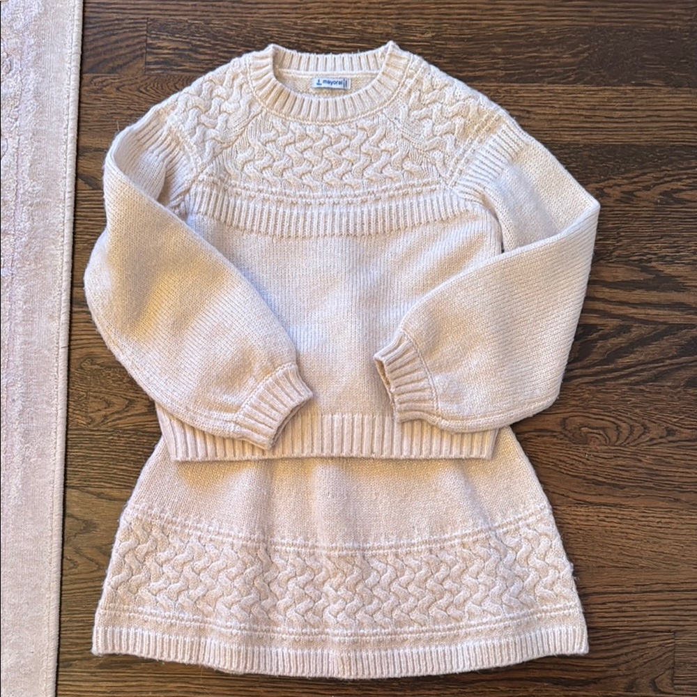 Elegant Cream Sweater & Skirt